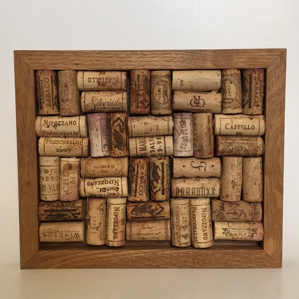 Rectangular Wood-Framed Wine Cork Trivet